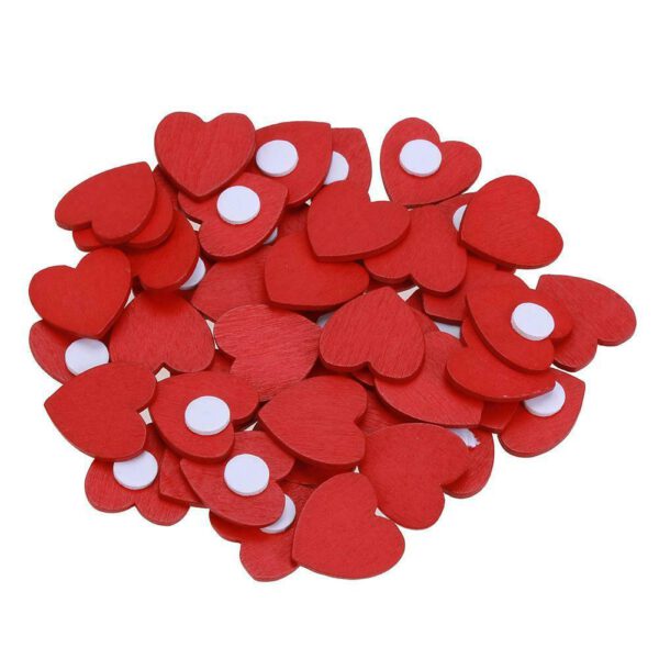 Red Wooden Heart Stickers x5