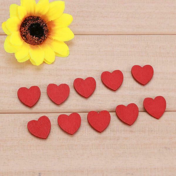 Red Wooden Heart Stickers x5